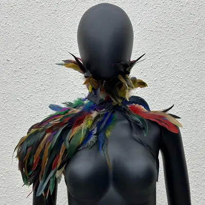 Gotik tarz 11 renk tüy şal, sahne ve maskeli balo kostüm aksesuarı - 10