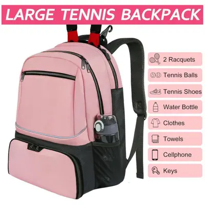 Racket Backpack, Large Capacity, Separate Shoe Compartment - 5