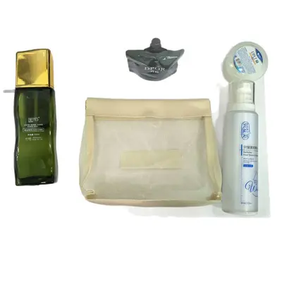 Transparent Mesh Cosmetic Bag with Auto-Closing Snap Closure