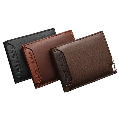 MenBense Men's Short Wallet with Iron Edge Card Holder - 5