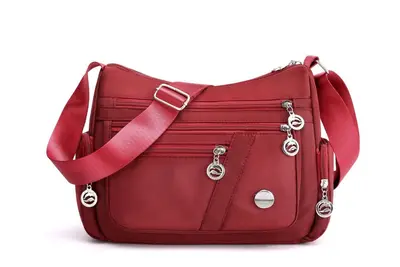 Women's Casual Large Capacity Shoulder Bag, Lightweight Nylon - 10