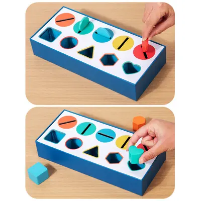 Montessori Wooden Shape and Color Matching Box, Educational Toy - 6