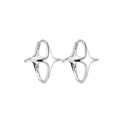 925er Silber Vier-Spitzen-Stern Ohrringe Damenschmuck