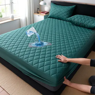 Mattress protector sheet, waterproof, quilted, solid color - 11