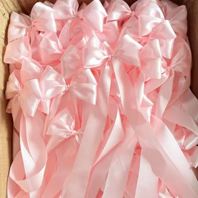 Satin Ribbon Bow Candlestick Decoration, Wedding Table Centerpiece - 9