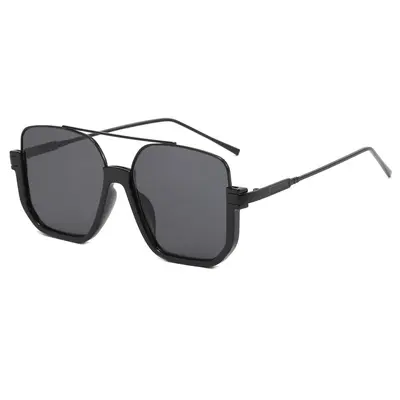 Oversized Sunglasses, Double Bridge, Dark Brown, Half-Rim - 3