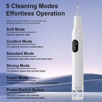 Ultrasonic electric tooth cleaner with water spray for tartar and plaque removal
