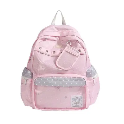 Angel Polka Dot School Backpack, Laptop Compartment, Large Capacity - 5