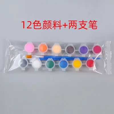 批发儿童丙烯颜料12色套装6连体学生美术画画涂色石膏娃娃颜料条