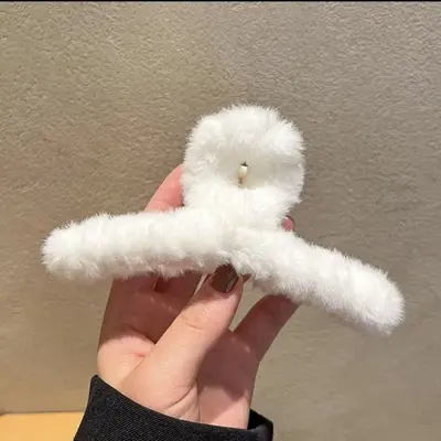 Hair Claw Clip for Women at the Back of Head, Large Plush Hair Claw Clip, Premium Fall and Winter Hair Claw Clip, Shark Clip, New Hair Claw Clip - 7