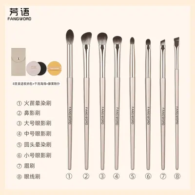 8-Piece Eye Makeup Brush Set, Soft Bristles, With Bag