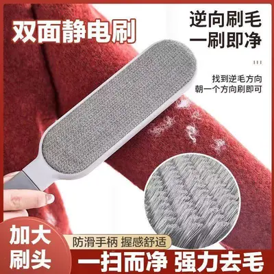 Double-sided large lint remover with anti-static brush