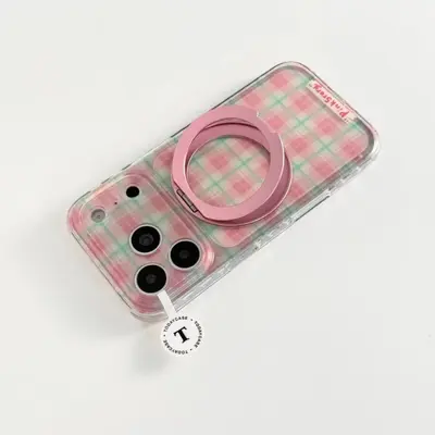 360-Grad-Ständer Handyhülle halbtransparent kariert für iPhone 17 Pro Max