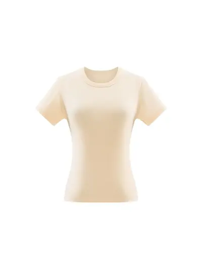 Women's Cotton Short-Sleeve T-Shirt, Round Neck, Slim Fit, Korean Style