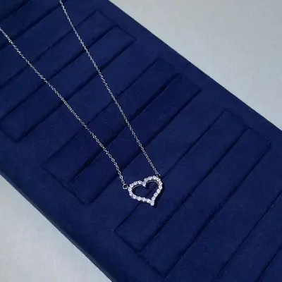 S925 Silber Herz-Diamant-Halskette - 4