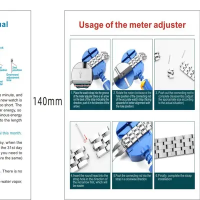 Watch strap adjustment and user manual printing