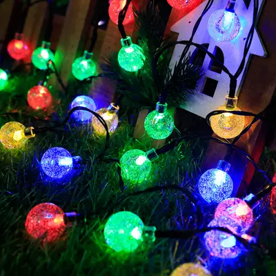 Waterproof Outdoor Solar LED Crystal Ball String Lights