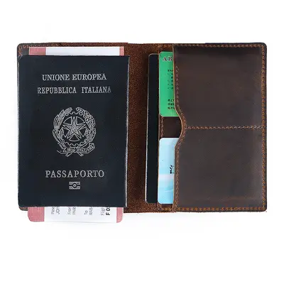 Verrücktes Pferd Leder Reisepass-Halter Vintage Vollnarbenleder - 6