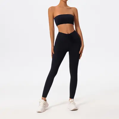 High-Waist Hip Lifting Yoga Leggings and Bra Top Set