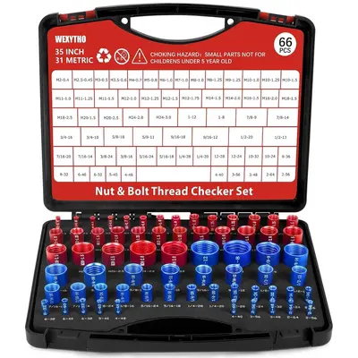 52-Piece Nut and Bolt Thread Gauge Set, 28 Inch and 24 Metric, in Box - 8