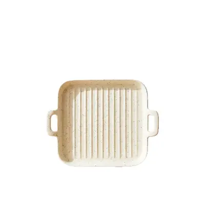 Glazed Ceramic Microwave and Oven Baking Dish, Western-Style Plate