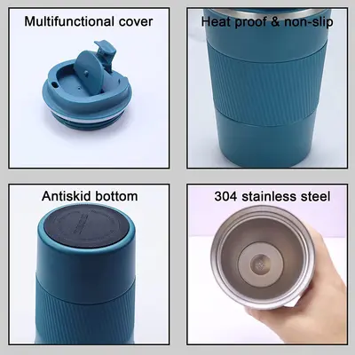 Cross-border third-generation 380ml coffee cup double-layer vacuum 304 stainless steel thermos mug office personalized mug wholesale