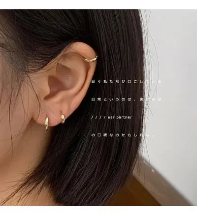 925 Silver Hoop Earrings Korean Style Hypoallergenic - 8
