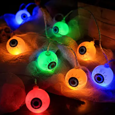 LED-Halloween-Lichterkette mit Kürbis- und Geistmotiven, Partydekoration