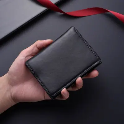 Soft leather slim men's wallet, RFID-blocking, multi-card slots - 3