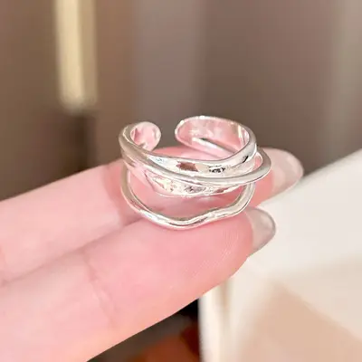 简约锆石素圈戒指女小众轻奢高级感食指戒不掉色开口指环新品 - 10