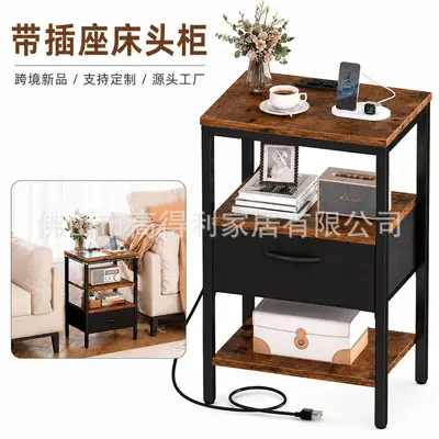 Movable multi-layer bedside cabinet with drawer