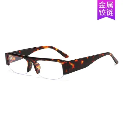 Damen-Sonnenbrille, quadratischer Rahmen, Halbrand, Klarglas im Modestil