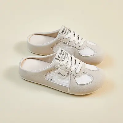 Neue grenzüberschreitende atmungsaktive modische Damenschuhe, bequem für die Arbeit, Slip-on-Schuhe, vielseitig kombinierbar, Halbpantoffeln, lässige Brettschuhe, Hausschuhe