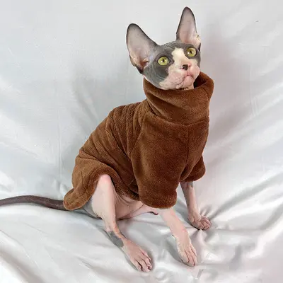 Thickened Autumn-Winter Clothing for Hairless Cats, Fleece-Lined