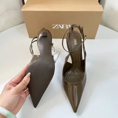 Women's Spring Khaki Green High-Heeled Stiletto Sandals