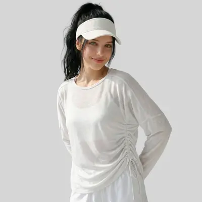 Women's Side-Drawstring Long-Sleeve Yoga Top - 9