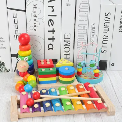 Lehr-Beleuchtungsholz-Schlagzeug-Xylophon mit acht Tönen, Klavier für Babys und Kinder, 1-2-3 Wochen, 4-jährige Jungen- und Mädchen-Frühpädagogik-Spielzeugset