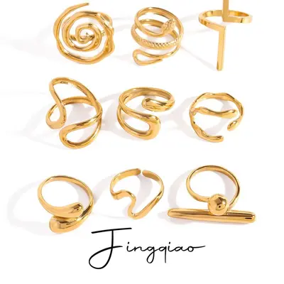 Offener Ring aus Edelstahl, 18K-Goldbeschichtung, nicht verblassend