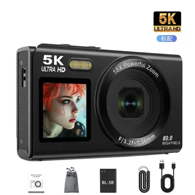 5K HD Digitalkamera, Dual-Display, WLAN, tragbare Vlog-Kamera - 9