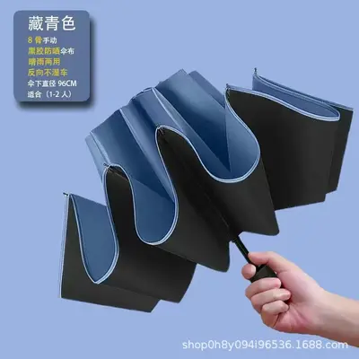 Large Double-Layer Reinforced Folding Umbrella with Vinyl UV Protection - 12