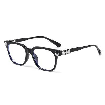 Ultra-Light Anti-Blue Light Plain Lens Retro Black Frame Unisex Glasses - 8