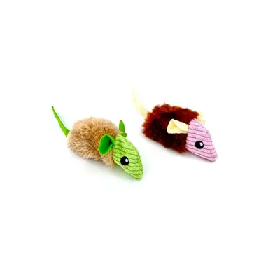 Two-Tone Plush Mouse Interactive Cat Toy, Cat Teaser - 2