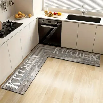 L-Shaped Kitchen Mat, Absorbent, Oil-Absorbing, Anti-Slip - 2