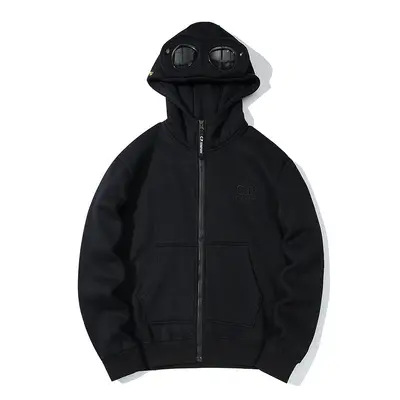 Unisex Zip-Up Hooded Sweatshirt, Autumn Winter, Round Lens CP Glasses Design