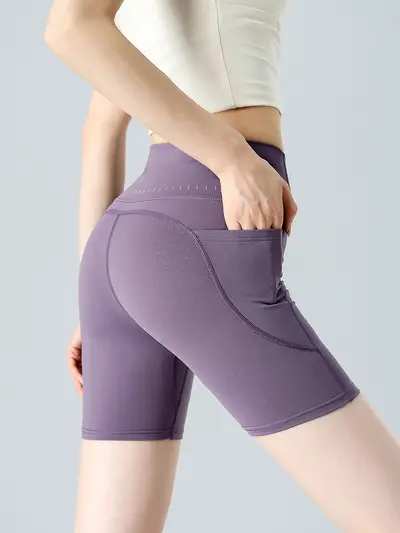 Kadın Bisiklet Şortu Yoga Taytı Beş Çeyrek Yüksek Bel Kaldırıcı Hızlı Kuruyan - 1
