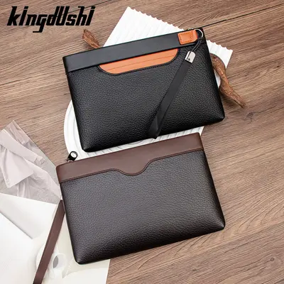 Men's Clutch Bag, Large Capacity Long Wallet, Litchi Pattern