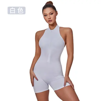 Yoga Jumpsuit mit Reißverschluss Brustpolster
