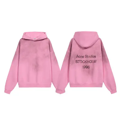 American Style Washed Distressed Hoodie with AC1996 Letter Print, Loose Fit