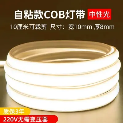 LED Strip Light 220V Waterproof Self-Adhesive Ultra-Bright Soft Strip Light Home Living Room Ceiling Atmosphere RGB COB Outdoor Linear Light - 8