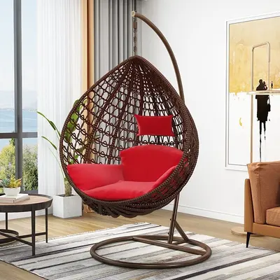 Rattan Hanging Basket Swing Chair for Balcony and Garden - 7